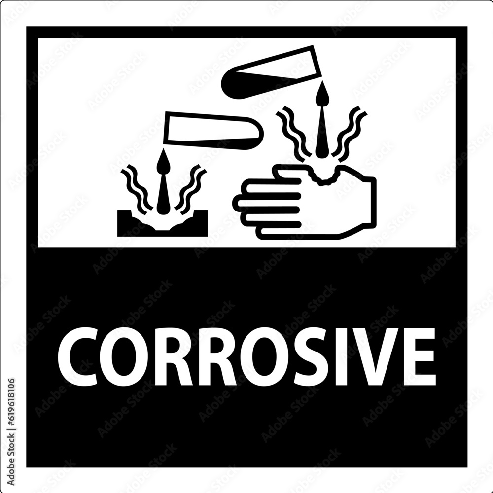 Label Corrosive Sign On White Background