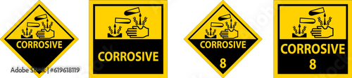 Label Corrosive Sign On White Background