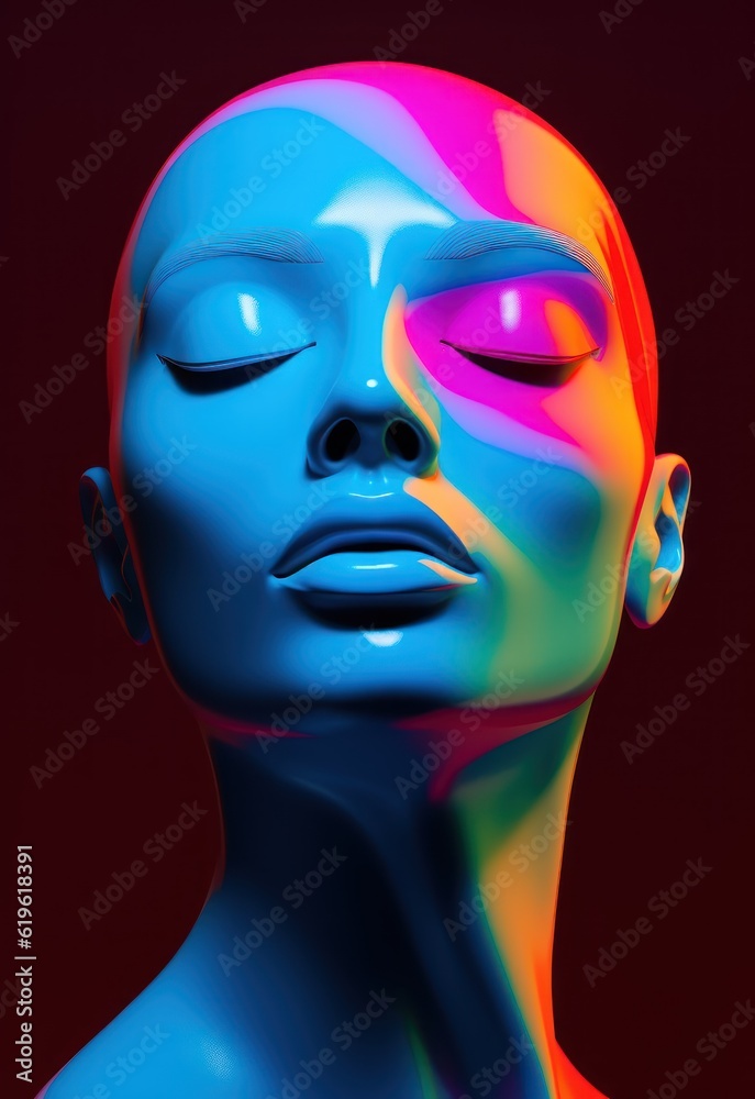 poster of an abstract close, grim dark cryptidwave ergonomic femme with anatomical carved, minimalist, rainbow pulse, scenic background
