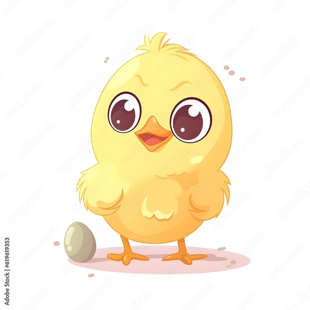 Vibrant chick clipart with a splash of color