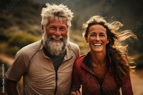 Mature couple smiling, displaying love and friendship. Happy Mature Adults Smiling Together. © top images