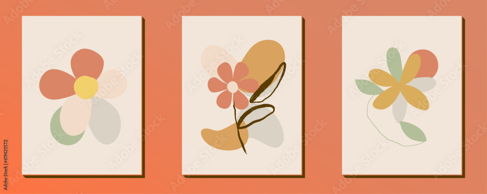Set of hand drawn retro flower shape and doodle design element. Line art leaves, flowers and plants. Abstract vintage contemporary vector illustration. Perfect for poster, social media posts, sticker. Set of hand drawn retro flower shape and doodle design element. Line art leaves, flowers and plants. Abstract vintage contemporary vector illustration. Perfect for poster, social media posts, sticker.
