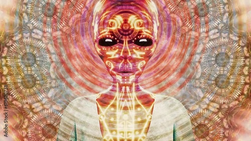 alien releasing psychic waves as ripples from the mind