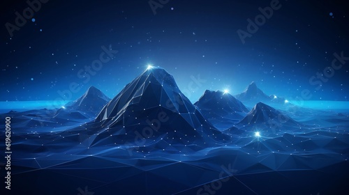 A serene night scene with majestic mountains and a sparkling sky full of stars