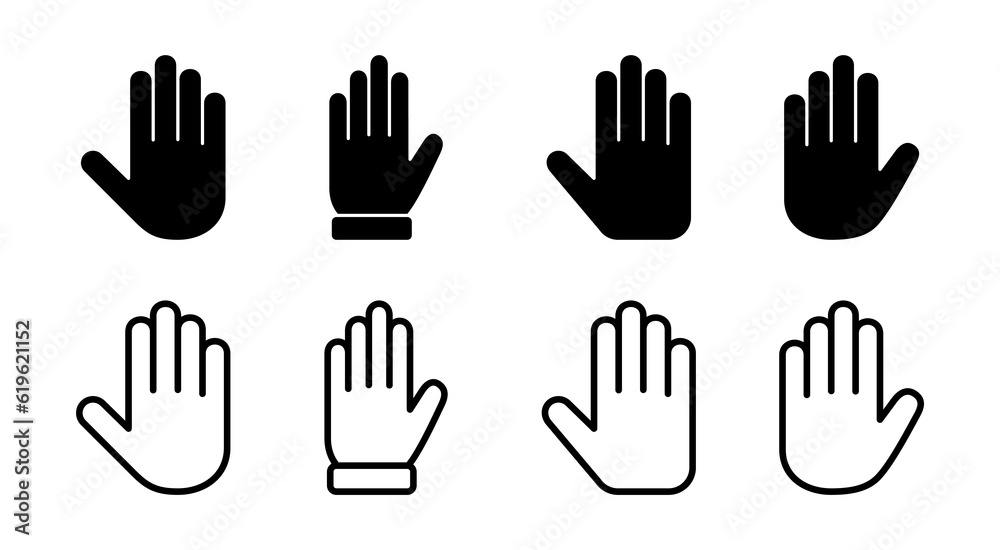 Obraz premium Hand icon set illustration. hand sign and symbol. hand gesture