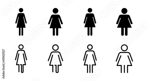 Female icon set illustration. woman sign and symbol