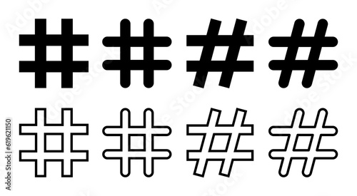 Hashtag icon set illustration. hashtag sign and symbol