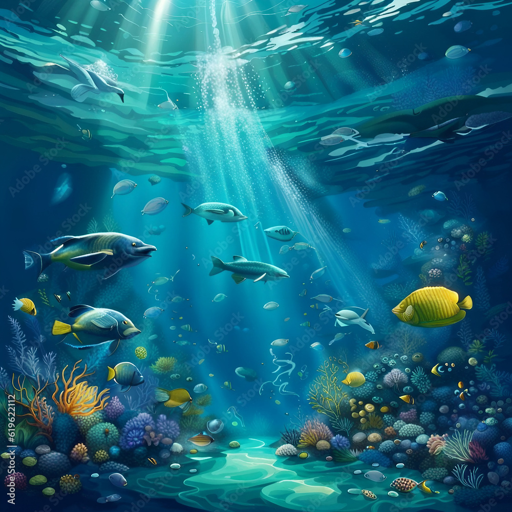 Fototapeta premium underwater scene with fishes