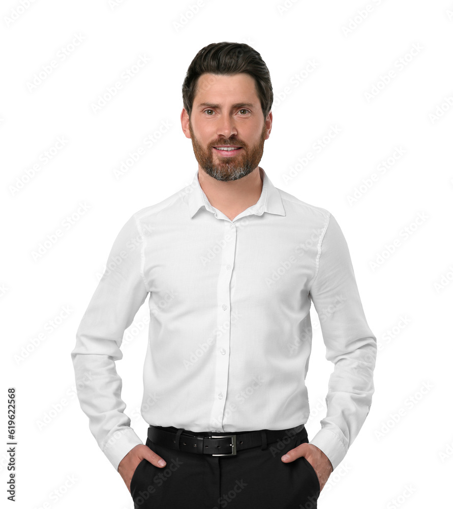 Fototapeta premium Portrait of handsome man isolated on white
