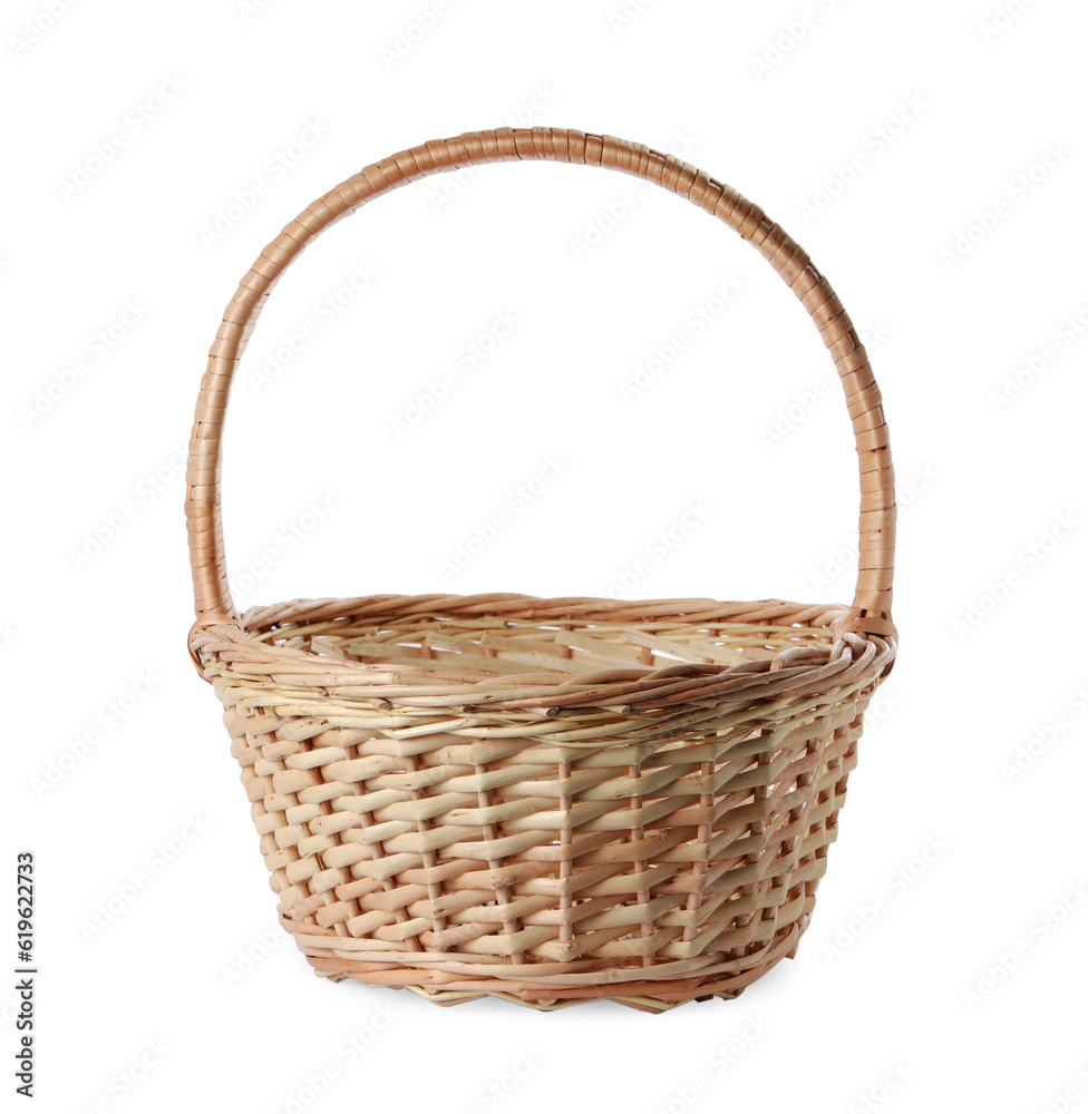 Empty Easter wicker basket isolated on white Empty Easter wicker basket isolated on white