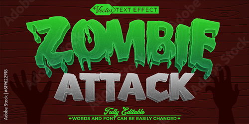 Cartoon Zombie Attack Vector Editable Text Effect Template