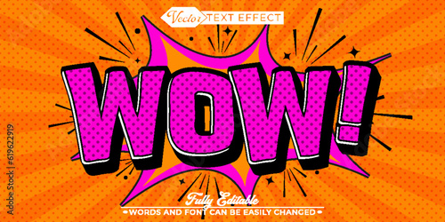 Pop Art Wow Vector Editable Text Effect Template