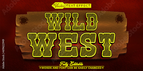 Cowboy Yellow Wild West Vector Editable Text Effect Template