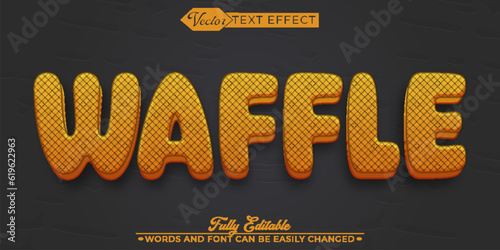 Cartoon Tasty Waffle Vector Editable Text Effect Template