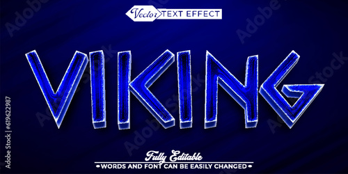 Blue Viking Vector Editable Text Effect Template
