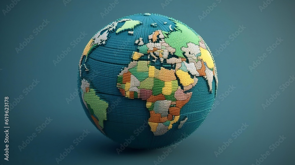Obraz premium A colorful globe of the world on a vibrant blue background