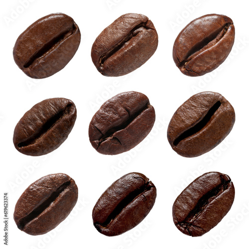 Aromatic roasted coffee beans isolated on white