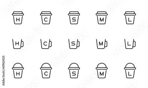 コーヒーのアイコンセット/カフェ/コーヒーカップ/飲み物/イラスト/ベクター