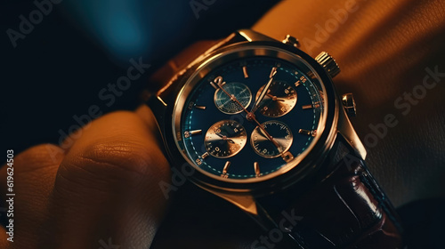close up shot of luxury watch on the businessman,