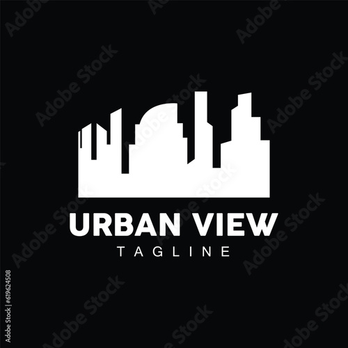 Skyline Logo, Simple Modern Design of Skyscrapers, Vector Cityscape Buildings, Icon Silhouette Illustration