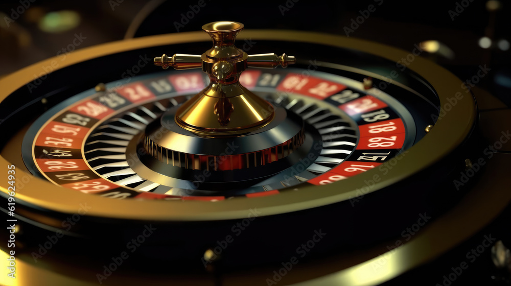 Black and gold roulette in a casino Black and gold roulette in a casino