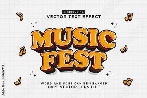 Canvas Print Editable text effect Music Fest 3d Cartoon template style premium vector