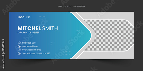 Modern and minimalist email signature or email footer template. Corporate Email signature template or email footer and personal social media cover templates. Abstract Modern Email signature design.