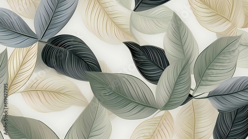 A detailed pattern of leaves on a clean white background