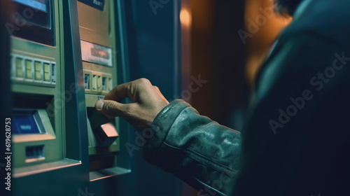 A person withdraws money from an atm