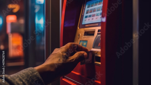 A person withdraws money from an atm