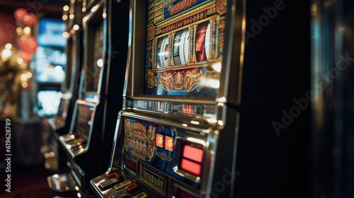 Close-up of a slot machine in a casino