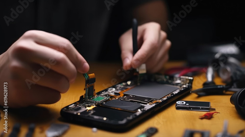 Canvastavla A technician repairing a broken smartphone