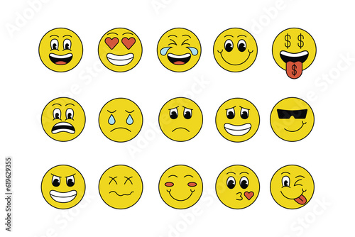 Outlined Retro Emoji Pack Illustration
