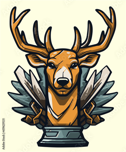 a buck trophy vector illustration