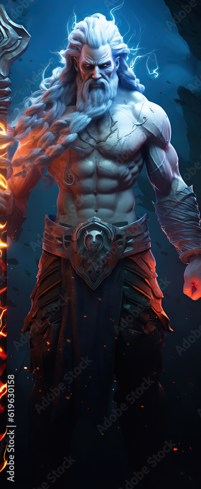 Fototapeta premium Mighty Zeus, God of Olympus. Greek god. Mythology. Greece. AI generated image.