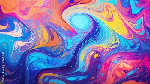 A vibrant and colorful abstract background with swirling patterns and a burst of colors