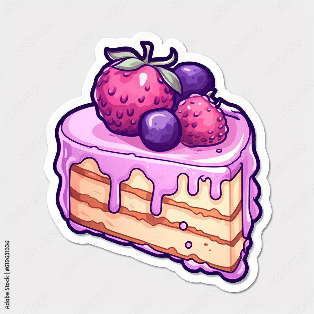 cute pink and purple cheesecake sticker no background AI generative cute pink and purple cheesecake sticker no background AI generative