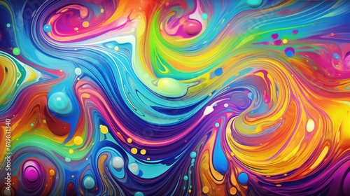 Colorful abstract painting with vibrant bubbles
