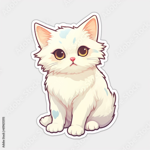cutie white cat sticker no background AI generative © Pixology