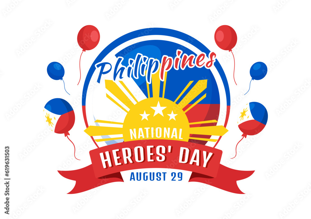 Happy Philippines National Heroes Day Vector Illustration with Waving