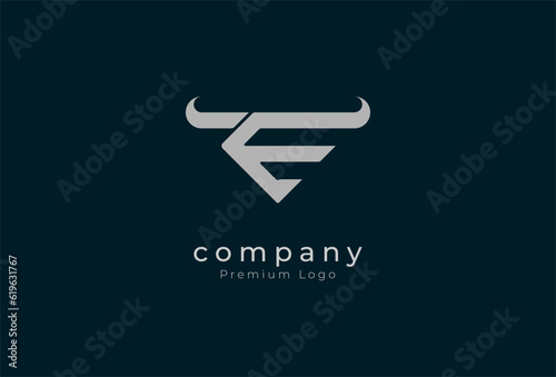 Initial E horn Logo, minimalist letter E with horn logo design, vector illustration