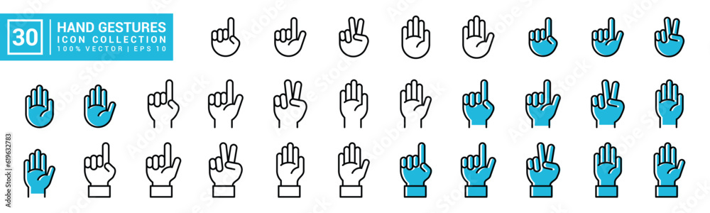 Collection icon of hand gesture, gesture, waving, editable and resizable EPS 10.