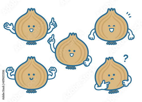 Onion character pose set illustration