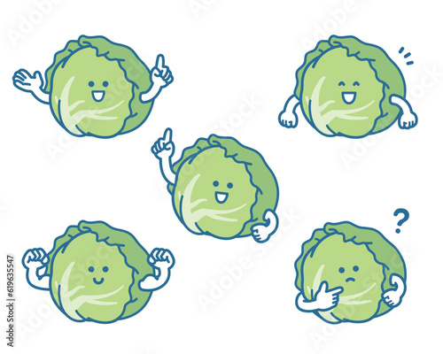 Lettuce character pose set illustration