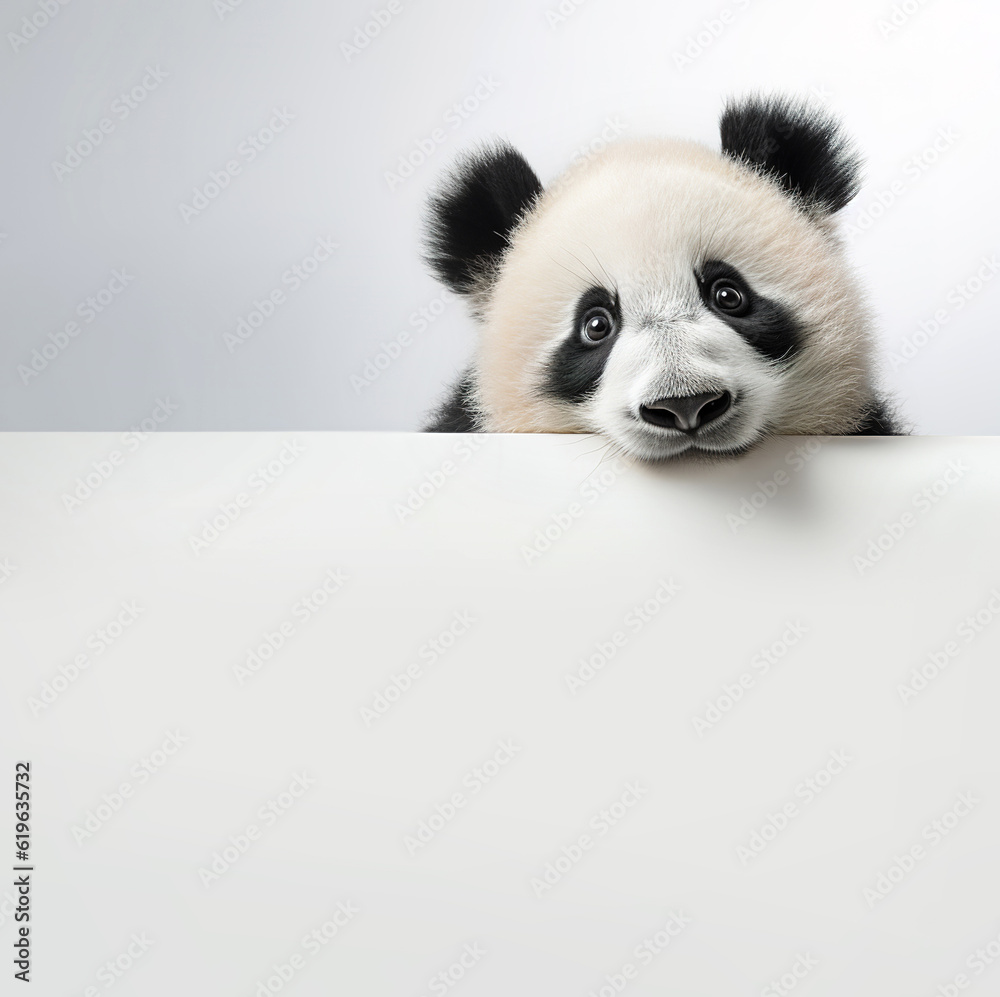 Panda holding a blank white card isolated on white background. Panda holding a blank white card isolated on white background.