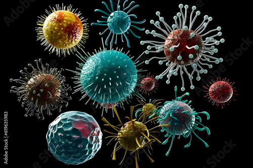 Various respiratory disease viruses. Generative AI