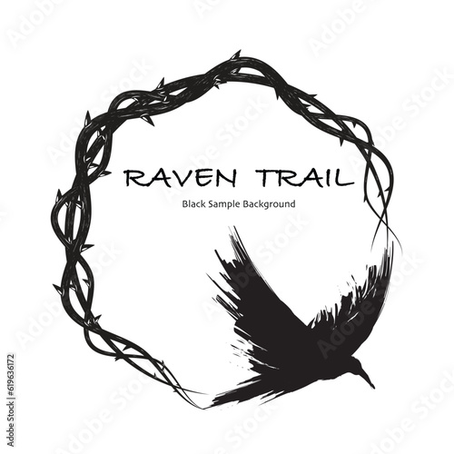 Black brush raven with thorn