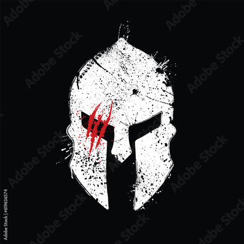 Spartan helm white grunge silhouette