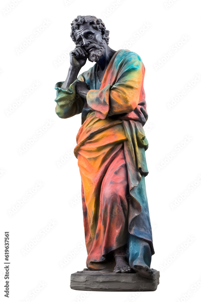 Fototapeta premium ancient greek philosopher statue isolated on transparent background ,generative ai