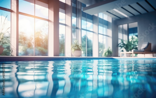Beautiful Blurred Background of a Modern Pool Interior